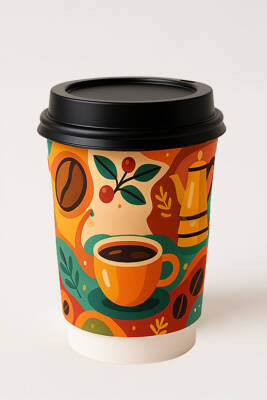 16 oz Baskılı DW Karton Bardak - 